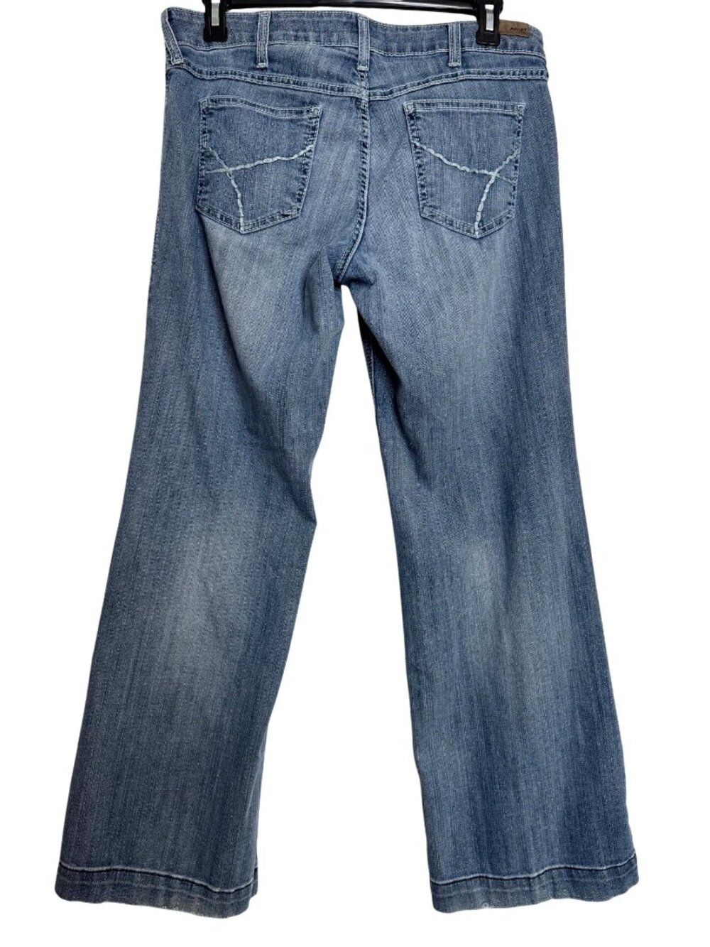 Ariat Trouser Mid Rise Size 32 Wide Leg  Jeans Baseball Stitch Denim - Picture 2 of 12